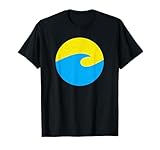 Logo Simple Wave dans un design bleu et jaune. Soyez le garçon cool avec cette vague minimaliste sur votre équipement. C'est un cadeau idéal pour les hommes et les femmes, pour vos amis, votre famille.