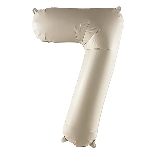 Ealimun アルファベット バルーン くすみベージュ レターバルーン 英語 英字 ローマ字 数字 風船 (くすみベージュ, 数字7)