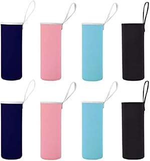 Liwein Water Bottle Sleeve Neoprene,8 Pieces Glass Bottle Carrier 550 ml Warm Heat Insulated Protective Cover Holder for Family Picnic Travel Camping Climbing Cycling(Black Navy Pink Blue)