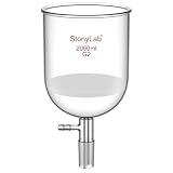 StonyLab Borosilikatglas Buchner Filtertrichter 2000ml mit mittlerer Fritte, 155 mm Scheibendurchmesser, 145 mm Tiefe, mit 24/40 Standard-Taper-Innengelenk und vakuumgezahnten Rohren (2000ml)