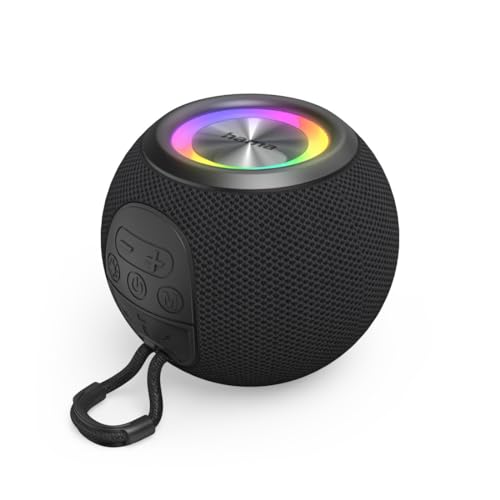 Hama Bluetooth-Lautsprecher, 5,3 Zoll, tragbar, Ball Shape Speaker, kabellos, kugelförmiges Design, 5 Leuchtmodi, LED, wiederaufladbar, Laufzeit 10 h, Lautsprecher, Leistung 5 W, Anschluss Micro SD +
