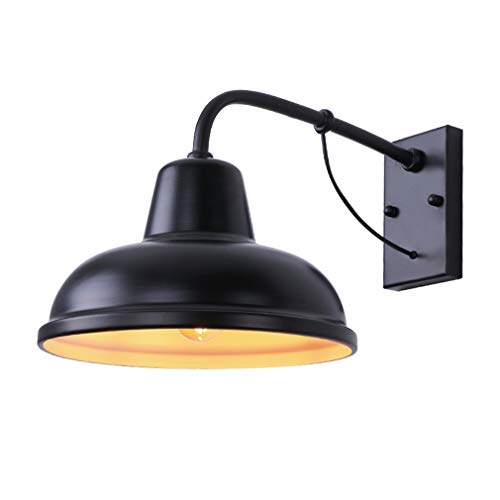 Aplique de Pared para Dormitorio, luz Retro, faroles LED para Exteriores de Estilo Industrial Vintage, Barra de Hierro Forjado E27, Restaurante, Color Negro…