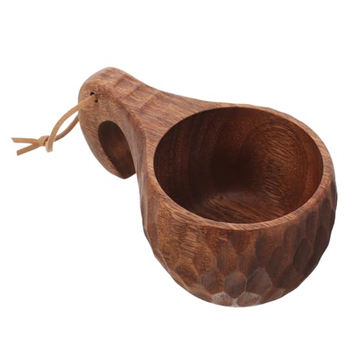 MOTHNUR 相思木製ウォーターカップ 耐久性木製マグ 持ちやすいハンドル付き オフィスやアウトドア用 多用途コーヒーミルクティーカップ