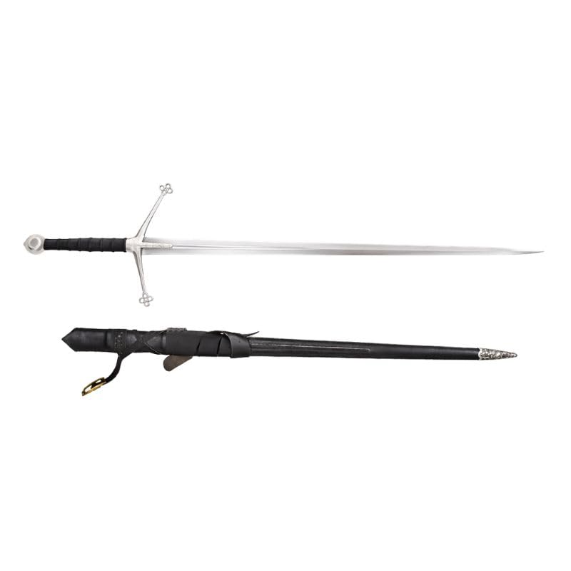 Swordier SWM-1041 Black Scottish Claymore - Handcrafted Battle-Ready Longsword Medieval Sword 65Mn Spring Steel Blade Sharp Edge Perfect for Sword Training Historical Reenactments