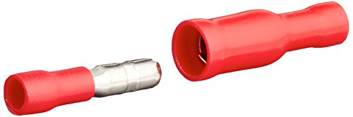 50pcs Premium Brass 18-22 (RED) Gauge Male-Female Solderless Crimp Bullet Plug Connectors by A Plus Parts House