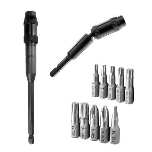 2 Piezas Portapuntas Magnéticos Flexibles, Robustos y Fáciles de Usar, Puntas Atornillador Imantadas, Multifuncional, Porta Puntas Atornillador Imantadas, para Espacios Estrechos o Rincones (negro)