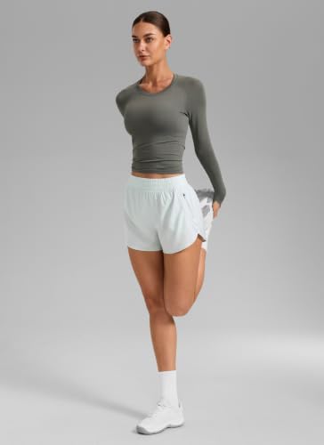 Image of CRZ YOGA Dolphin Athletic Shorts 3 inch | High Waisted, Mesh Liner, Quick Dry, Lightweight, A Zip Pocket, for Women