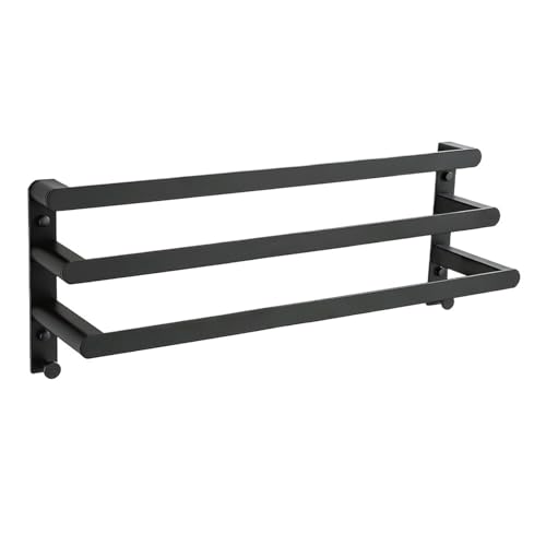 Toalleros con estante de almacenamiento negro de 50-60 cm para el baño o cocina 2