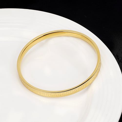 Linkidea Plus Size Bangle Bracelet for Women, 6MM Round Golden Fashion Bangles, 7.8 Inches (L) by Linkidea - Image 4