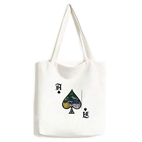 Sac &agrave; main motif feuille d'ananas - Grand sac lavable en tissu imprim&eacute;
