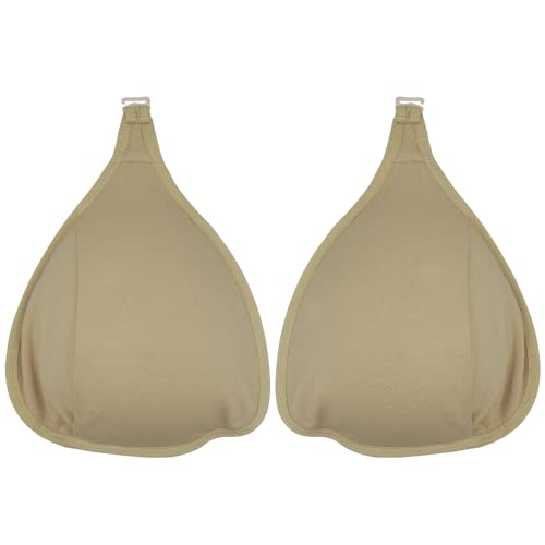 Zmasi 2Pcs Water-Drop Silicone Breast Protective Pockets Sleeves Cotton Hook Pocket Bags For Mastectomy Fake Breast (L) Nude #TOP8