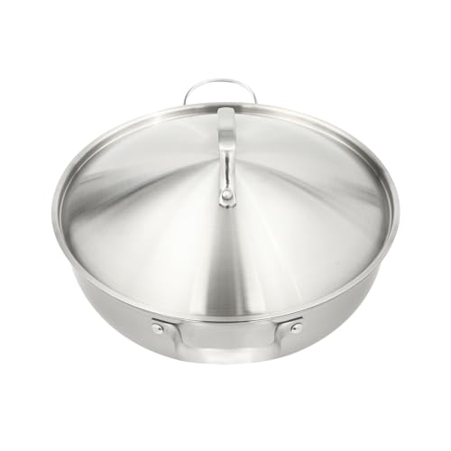 Wok en acier inoxydable avec couvercle et poêle induction - 7