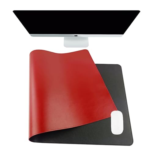 Tapis de souris double face en cuir noir et rouge 30x60cm pour bureau lot de 2