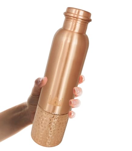 Image of MaatirDesigns Beaten Copper Water Bottle with Etched Taj Mahal Design | Large Reusable Bottle | Elegant Heritage-Inspired Copper Bottle for Healthy Lifestyle, Gifting & Daily Use