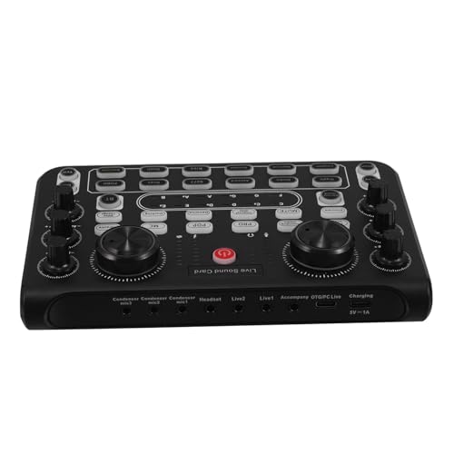 HIAKDOFT Mesa de Mezcla de Audio Compacta para Karaoke y Interfaz para PC y Teléfono con Sintonización Precisa y Fácil de Usar para Streaming y Grabación Casa