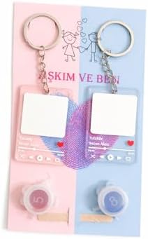 Parmak İzi Çift Anahtarlık Seti – Sevgili Anahtarlığı, Metal Tasarım, Uyumlu ve Anlamlı Hediye (Pembe Mavi, Sezen Aksu-Tutuklu) - Görsel 1