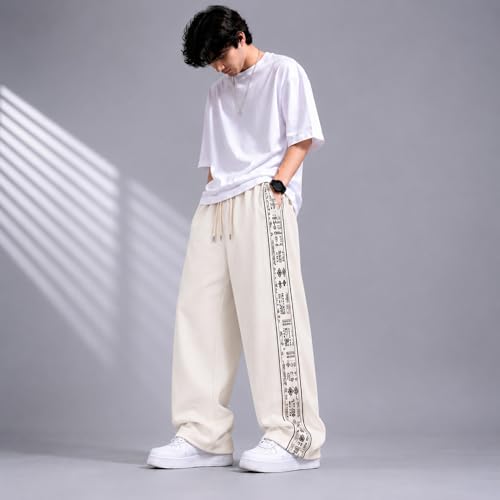 Image of Men Baggy Printed Track Pant | Loose Fit Casual Lower for Men | Everyday Wear