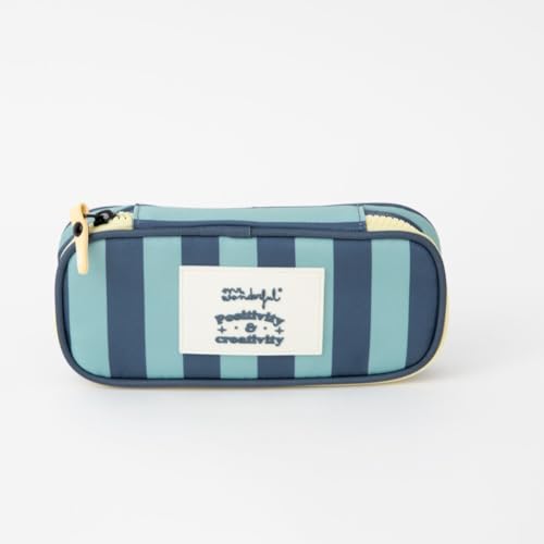 Mr. Wonderful - Estuche rayas azules - Positivity & creativity - Estuche para Lápices - Estuche para el Cole