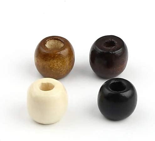 500 Multicolor Natural Colors Large Hole Macrame Wood Beads 12mm x 10mm Diameter 5.5mm Hole - Image 3