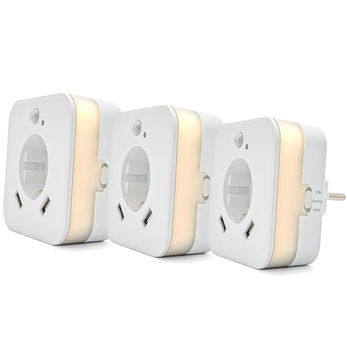smrter LED-Nachtlicht mit Bewegungsmelder und Steckdose, 2x USB 2.4A,...