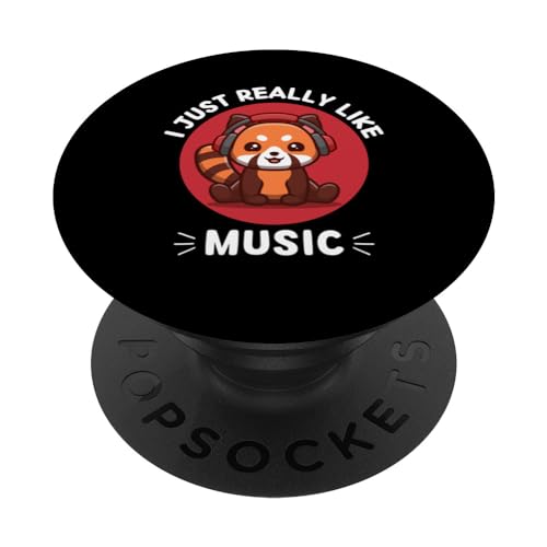 Kawaii Panda Rojo I Just Really Like Music Kawaii Estética PopSockets PopGrip Intercambiable