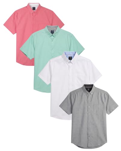 Image of Visive Mens Shirts Multi Packs Short Sleeve Button Down Dress Shirts Solid Color Big and Tall