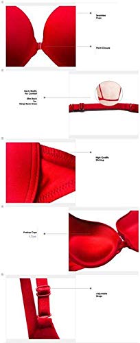 Image of Brachy Women's Polycotton Front Open Multi-Way Padded Underwired Extra Push-Up Bra (Red,34B)