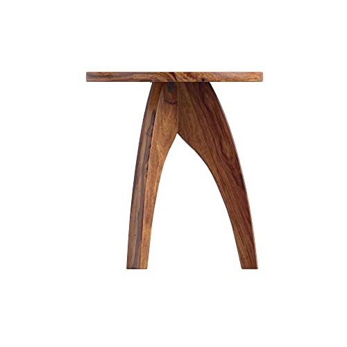 Image of STRATA FURNITURE Solid Sheesham Wood Lygant Modern Round Side Table | Space-Saving Wooden Bedside Table Furniture | Nightstand for Living Room, Bedroom, Home (Natural Finish)