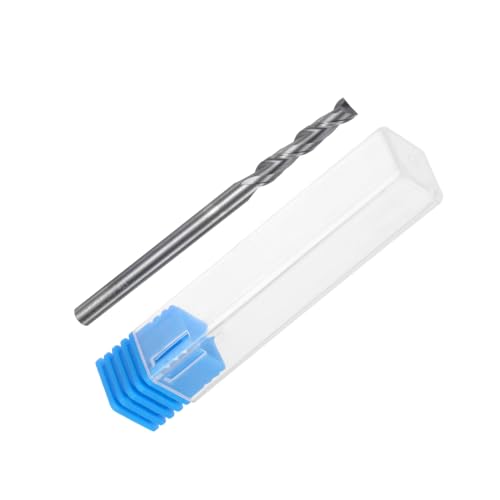 Image of uxcell Carbide Square End Mill, 3 /8 inch Diameter Uncoated 2 Flutes Milling Bit Cutter, for Aluminum Copper Non-Ferrous Metal, 3 /8 inch Shank 2-5 /16 inch Cut Length 6 inch Extra Long