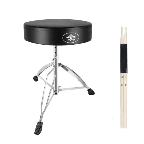 ModouString Drum Throne Height Adjustable Drum Stool for Adults Drummers with Leather Seat and Anti-Slip Feet