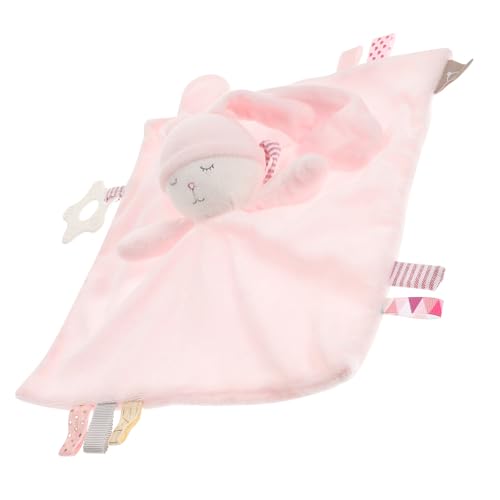 FRCOLOR Toalla de Peluche para Niña con Diseño de Conejo Rosa Juguete de Seguridad Suave para Recién Nacidos de Consuelo Infantil Amigable Piel Fácil de Limpiar para Estimular y
