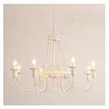 Stylish Design:The Vintage Nordic chandelier features an elegant white finish and intricate crystal accents, making it a timeless addition to your home's decor