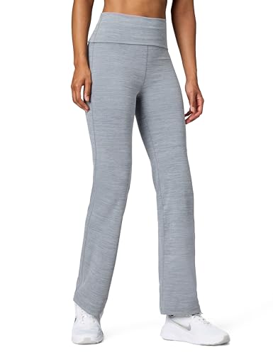 Nike Women's One Dri-Fit High-Waisted Fold-Over Pants, Smoke Grey/Heather, X-Small