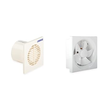 Luminous 150 mm Vento Axial Exhaust Fan & Vento Deluxe Fresh Air 150mm 30-Watt Ventilator Fan, White Combo