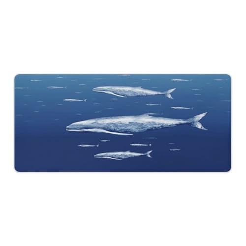 Sous-main de bureau baleine bleue grand tapis de souris imperméable pour ordi