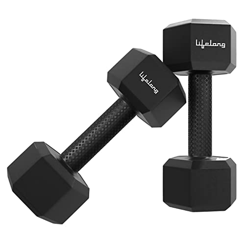 Lifelong PVC Hex Fixed Dumbbells Pack of 2 (4kg x 2) Black