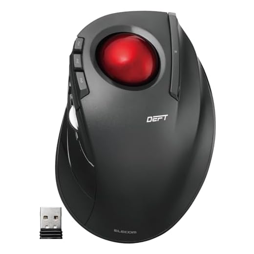 ELECOM DEFT Trackball Mouse, 2.4GHz Wireless, Finger Control, 8-Button Function, Ergonomic Design, Optical Gaming Sensor, Smooth Red Ball, Windows11, macOS (M-DT2DRBK-G)