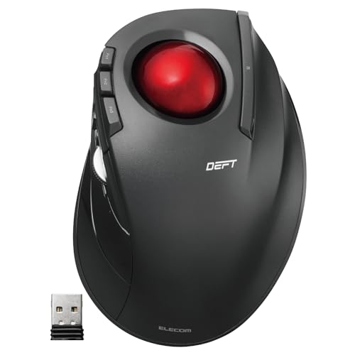 ELECOM DEFT Trackball Maus, 2,4 GHz kabellos, Fingersteuerung, 8-Tasten-Funktion, Ergonomisches...