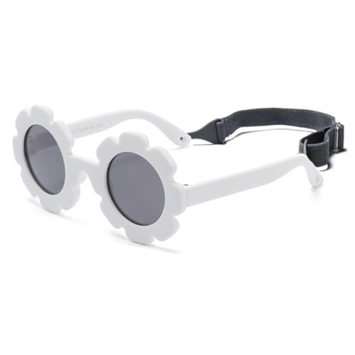 Image of Baby flower sunglasses with strap Girls Flexible Bendable Polarized Sunglasses for Newborn Girls Age 0-24 Months