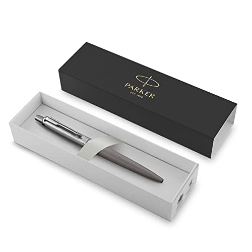 Parker Jotter Xl Ballpoint Pen, Alexandra Matte Grey, Chrome Trim, Medium Point, Blue Ink, Gift Box #TOP1