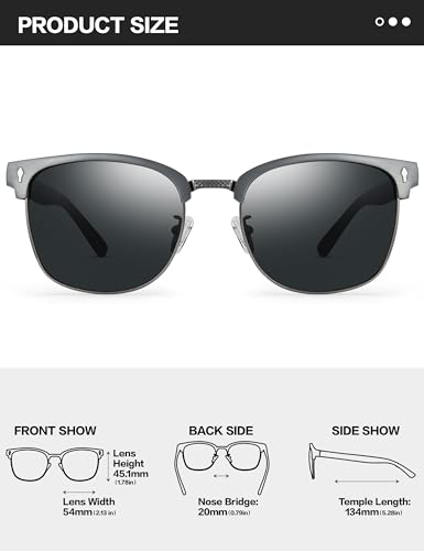 Image of BIRCEN Mens Polarized Sunglasses for Driving: Al-Mg Metal UV Protection Sun Glasses Square Shades for Fishing Travel 2026