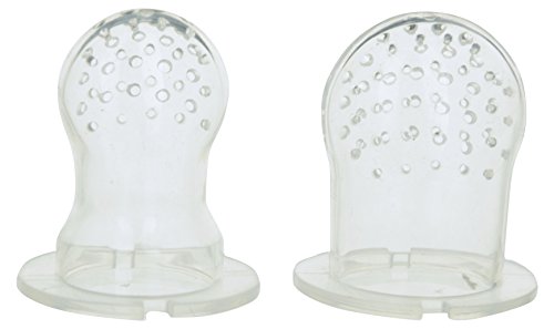 Image of Fisher-Price Squeezy Silicone Food Feeder, Green, 125ml & Fisher-Price Ultra Care Food Nibbler with Extra Mesh (Pink) & Fisher-Price Ultra Care Training Spoon Set for Babies (Pack of 2, Blue)