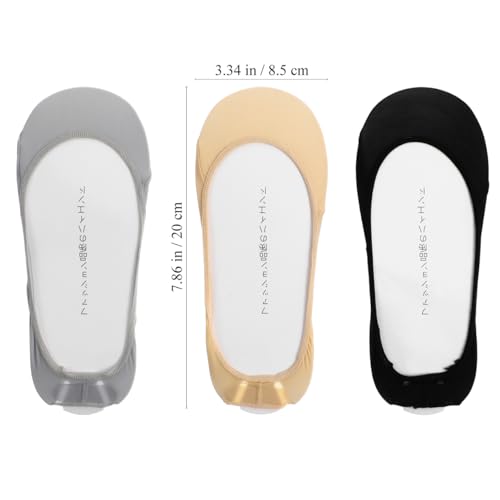 Image of EXCEART 3 Pairs No Show Sling Back Socks Ball Of Foot Cushion Socks Low Cut Liner With Sling No Show Padded Half For Heels (Grey+Black+Complexion)