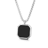 Ringzinnie Men's Jewellery Black Silver Chain For Men Boys Geometric Stainless Steel Black Silver Locket Pendant Necklace Chain For Men Boys Anniversary Gift For Husband Gift Chains | Stylish Unisex Jewellery (Black)