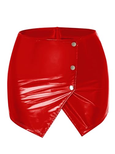 Women's Faux Leather Hip Skirts Front High Split Bodycon Mini Pencil Skirts Club Streetwear3