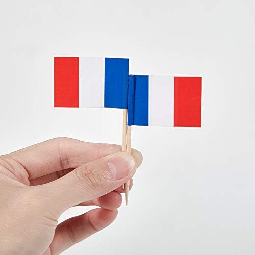 Miniatura 3 de CYPS - 100 palillos para cupcakes de Francia, bandera francesa, palillos de dientes para pasteles, cócteles, barras de comida, decoración de