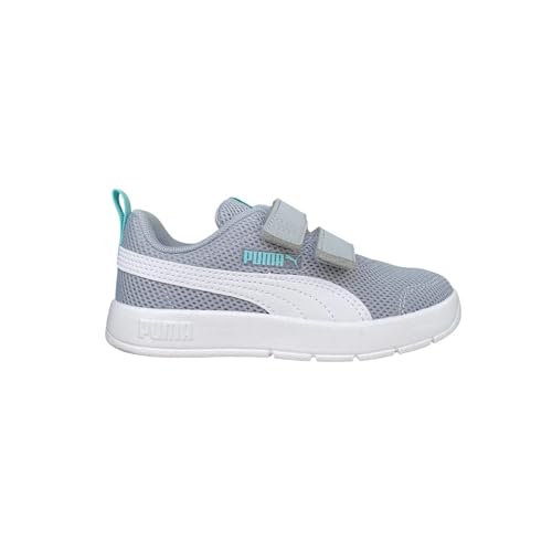 PUMA Courtflex V3 V PS, Unisex-Kinder Sneaker, 25 Frühlings- und Sommerfarben Cool Mid Grey White Aquatic 06, 12 US – Ansicht 3