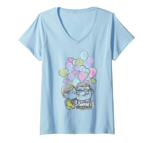 T-shirt Col V Disney Pixar Up Femme Tenue Casual Idéale pour Sorties et Parcs