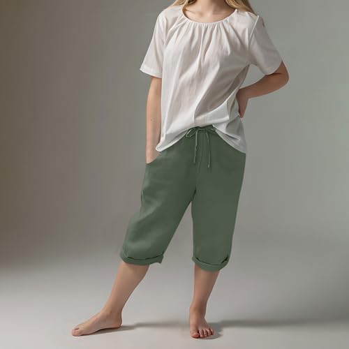 Teen Girls Bermuda Shorts Knee Length Kids Summer Loose Casual Solid Drawstring Straight Leg Long Shorts with Pockets3