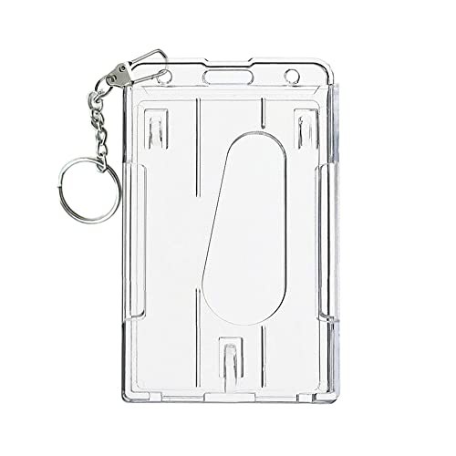 Bluemoona 10 Sets - Hard Badge ID Cards Holder with Retractable Lanyard Key Ring Clip Gas Petroleum Craft Vertical